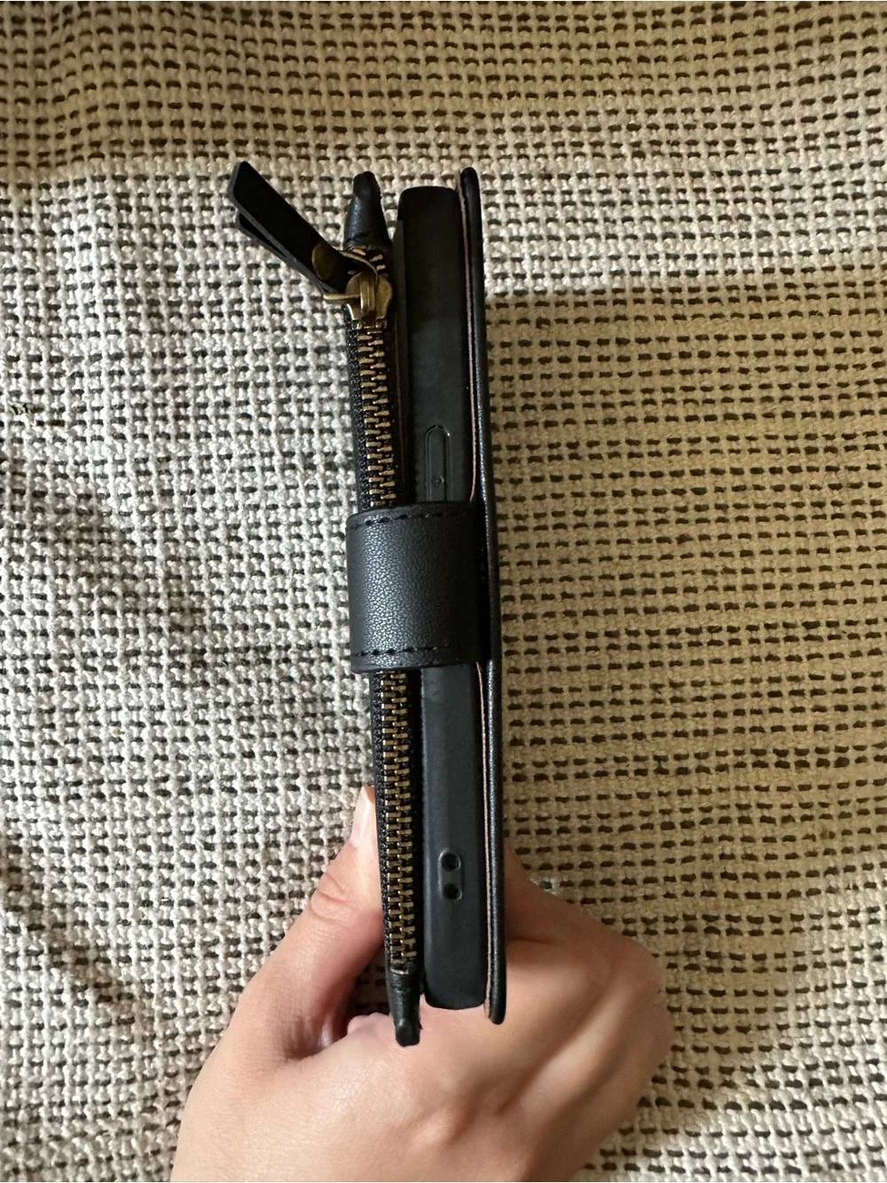 Black Zipper Wallet Phone Case with Card Slots